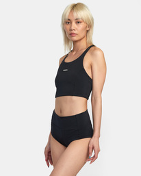 4 VA Essential Solid High Neck Racerback Swim Top Black AVJX300181 RVCA