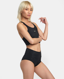 5 VA Essential Solid High Neck Racerback Swim Top Black AVJX300181 RVCA