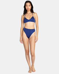3 Solid Shimmer Crossback Bikini Top Blue AVJX300332 RVCA