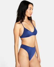 5 Solid Shimmer Crossback Bikini Top Blue AVJX300332 RVCA