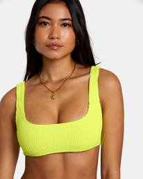 2 Grooves Texture Bralette Bikini Top Yellow AVJX300417 RVCA