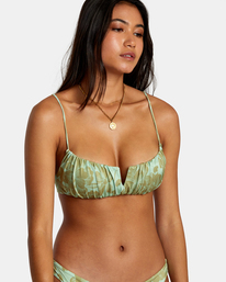 2 Fine Lines Shirred Bra Bikini Top Blue AVJX300432 RVCA