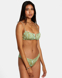 5 Fine Lines Shirred Bra Bikini Top Blue AVJX300432 RVCA