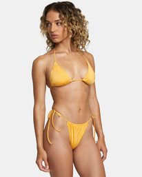 6 Rose Machado Narrow Halter Triangle Bikini Top Yellow AVJX300437 RVCA