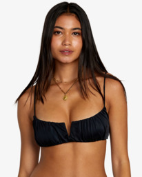 Solid Shirred V-Wire - Bralette Bikini Top for Women  AVJX300443