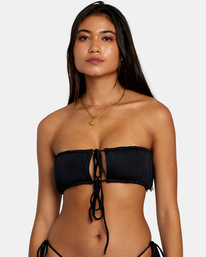 6 Solid 2-Way Bandeau Bikini Top Black AVJX300444 RVCA