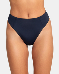 2 Solid High Rise Cheeky Bikini Bottoms Black AVJX400268 RVCA