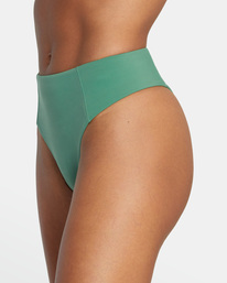6 Solid High Rise Cheeky Bikini Bottoms Green AVJX400268 RVCA