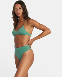 4 Solid High Rise Cheeky Bikini Bottoms Green AVJX400268 RVCA