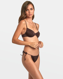 5 Solid Shimmer Tie Skimpy Bikini Bottoms Brown AVJX400331 RVCA