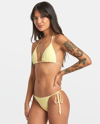 3 Glory Tie Side Cheeky Bikini Bottoms Yellow AVJX400362 RVCA