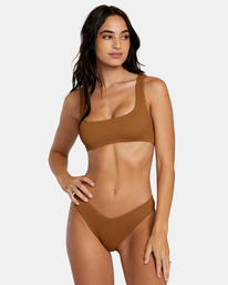 1 Grooves Texture High Leg Bikini Bottoms Brown AVJX400375 RVCA