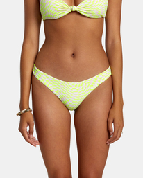 2 Swirl Grid Eco Rib Cheeky Bikini Bottoms Pink AVJX400383 RVCA