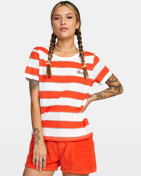 rvca, Stripe Slim Fit Tee, RED ORANGE (reo) STRIPE SS AVJZT00441