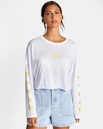rvca, Retro Puff Long Sleeve Tee, VINTAGE WHITE (vwt) RETRO PUFF LS AVJZT00462