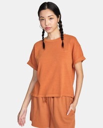 rvca, Ptc Roll It Embroidered Tee, AMBER (abe) PTC ROLL IT SS AVJZT00478