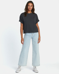 3 Ptc Roll It Embroidered Tee Black AVJZT00478 RVCA
