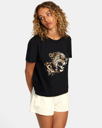 5 Big Cat Boxy Tee Black AVJZT00538 RVCA
