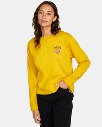rvca, Fiery Long Sleeve Tee, TAWNY GOLD (tgd) FIERY LS AVJZT00558