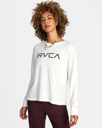 0 Big RVCA Stolen Long Sleeve Tee White AVJZT00560 RVCA