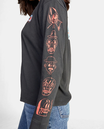6 Dmote Gang Long Sleeve Tee Black AVJZT00563 RVCA