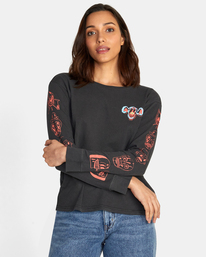 rvca, Dmote Gang Long Sleeve Tee, RVCA BLACK (rvb) DMOTE GANG LS AVJZT00563