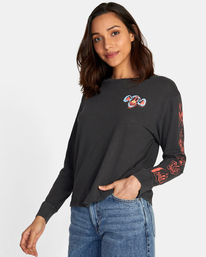 4 Dmote Gang Long Sleeve Tee Black AVJZT00563 RVCA
