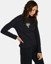 5 Romance Long Sleeve Tee Black AVJZT00590 RVCA