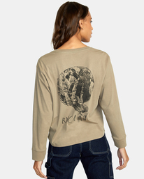 rvca, Doomsday Long Sleeve Tee, DARK KHAKI (dkh) DOOMSDAY LS AVJZT00597