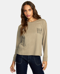 rvca, Doomsday Long Sleeve Tee, DARK KHAKI (dkh) DOOMSDAY LS AVJZT00597