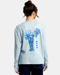 rvca, Flower Friend Long Sleeve T-Shirt, SHORE (sgd0) FLOWER FRIEND YW STOLEN LS AVJZT00650