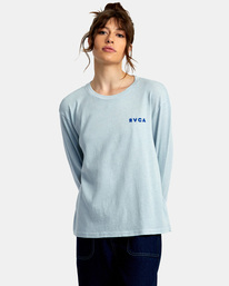 rvca, Flower Friend Long Sleeve T-Shirt, SHORE (sgd0) FLOWER FRIEND YW STOLEN LS AVJZT00650
