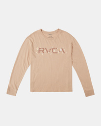 6 Big RVCA Daisy Long Sleeve T-Shirt Beige AVJZT00651 RVCA
