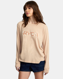 4 Big RVCA Daisy Long Sleeve T-Shirt Beige AVJZT00651 RVCA
