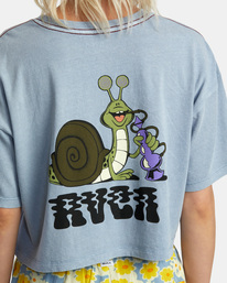 2 Hookah Snail Boyfriend Crop T-Shirt Blue AVJZT00662 RVCA