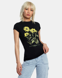rvca, Botanical Naughty T-Shirt, RVCA BLACK (rvb) BOTANICAL NAUGHTY TEE SS AVJZT00665
