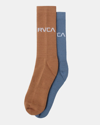 0 2 Pack Basic Logo Crew Socks Blue AVYAA00181 RVCA