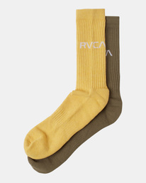 0 2 Pack Basic Logo Crew Socks Green AVYAA00181 RVCA