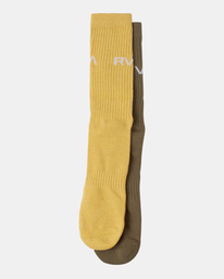 1 2 Pack Basic Logo Crew Socks Green AVYAA00181 RVCA