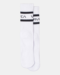 1 2 Pack Striped Crew Socks White AVYAA00182 RVCA