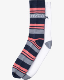 4 2 Pack RVCA Striped Crew Socks Blue AVYAA00183 RVCA