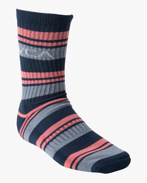 0 2 Pack RVCA Striped Crew Socks Blue AVYAA00183 RVCA