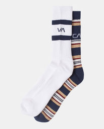 0 2 Pack Stripe Crew Socks Blue AVYAA00219 RVCA