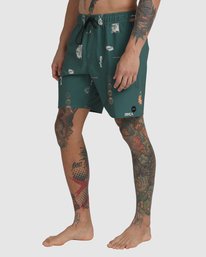 4 VA Pigment Elastic Waist Boardshorts 17" Green AVYBS00204 RVCA