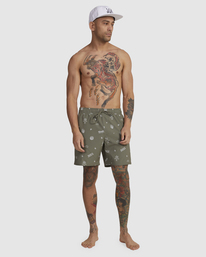 3 VA Pigment Elastic Waist Boardshorts 17" Green AVYBS00204 RVCA