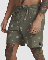 5 VA Pigment Elastic Waist Boardshorts 17" Green AVYBS00204 RVCA