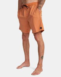 4 VA Pigment Elastic Waist Boardshorts 17" Brown AVYBS00207 RVCA