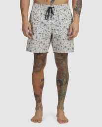 1 Perry 17" Elastic Waist Boardshorts Silver AVYBS00267 RVCA