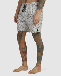 4 Perry 17" Elastic Waist Boardshorts Silver AVYBS00267 RVCA