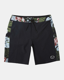 rvca, Hawaii Monstera 2.0 Apex 19" Boardshorts, BLACK (blk) MONSTERA 2.0 APEX TRUNK AVYBS00290